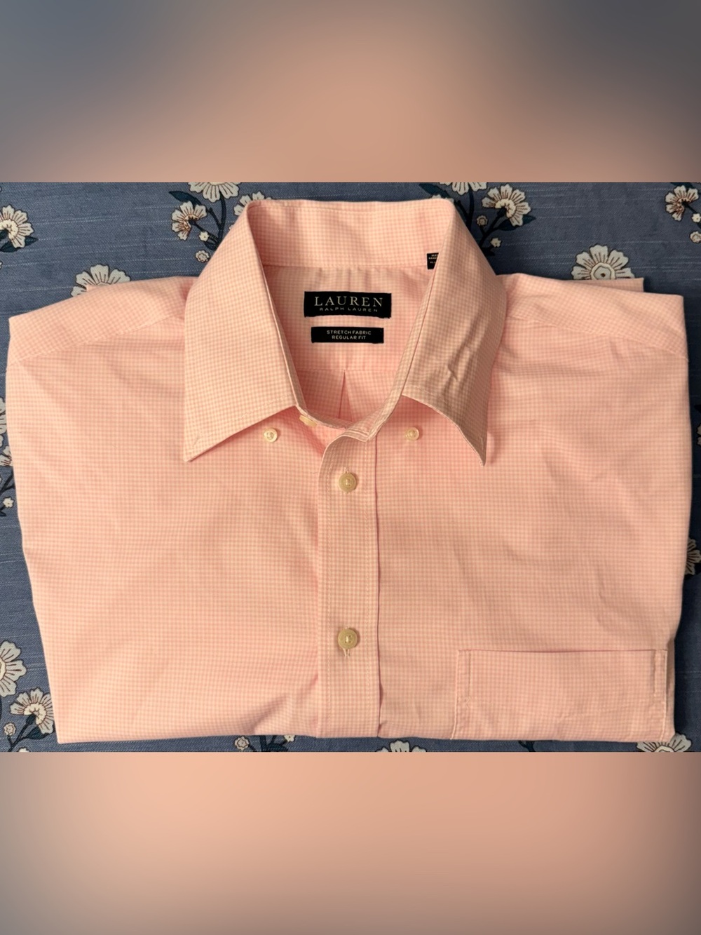 Lauren by Ralph Lauren Black Label Dress Shirt – Men’s M – Pink Checkered – EUC